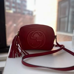 Gucci Disco Bag; Grained Leather; Cherry Red